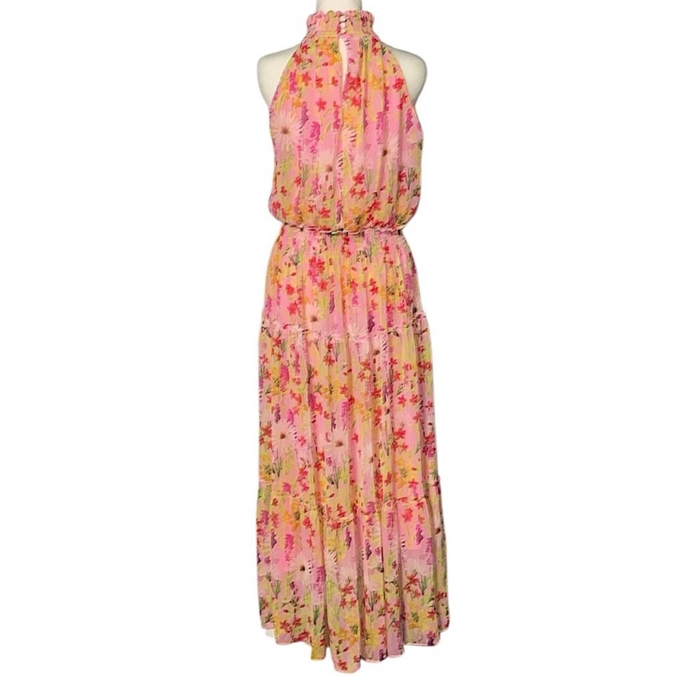 Taylor Pink and Orange Pleated Smocked Sundress